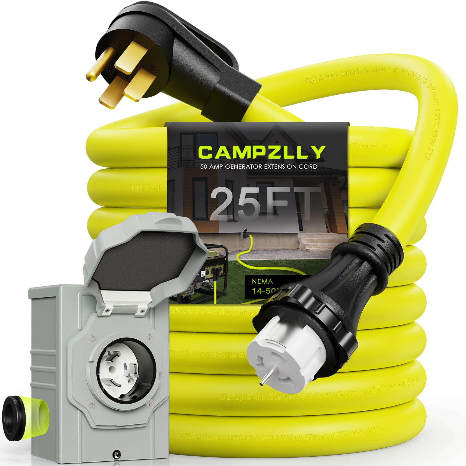 A2550　sone Amazon.com : Campzlly 50 Amp Generator Cord 25FT and Power